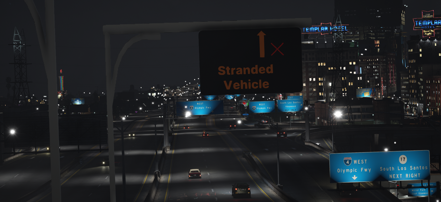 Stranded Vehicle with Road Closure - VMS Board